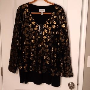 Black with Gold detailed Long Sleeve Tunic